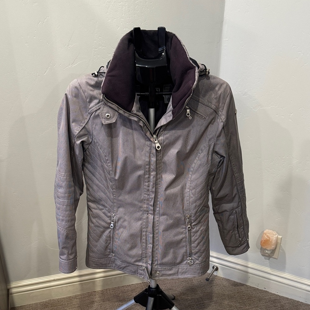 NILS Houndstooth Ski Jacket in Gray/Black - Size 8 GUC